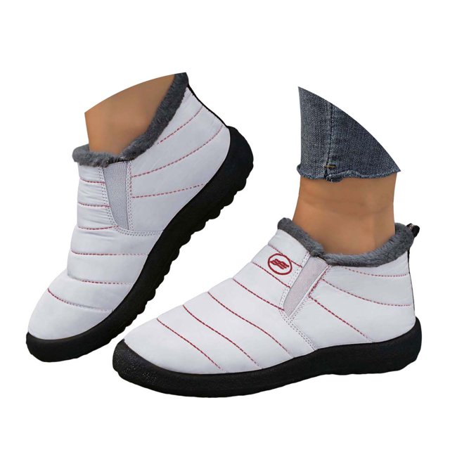 Leozcaa Bottes d'Hiver pour Femmes avec Doublure Chaude Confortable, Bottillons à la Cheville pour l'Extérieur, à Enfiler, Imperméables, Bottes Courtes