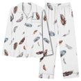 thumbnail image 1 of MeetoTime Pyjama d'Automne pour Femme, Ensemble 2 Pcs, Haut à Manches Longues Boutonné et Pantalon, Tenue de Nuit, 1 of 7