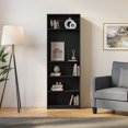 thumbnail image 1 of CorLiving Teo Engineered Wood 5-Tier Adjustable Shelf Adult Bookcase, Black, 1 of 9