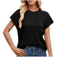 thumbnail image 1 of Timegard Hauts pour Femmes Manches Cap Tricot Col Rond T-Shirts Décontractés Haut Uni avec Poche, 1 of 7