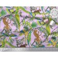 thumbnail image 3 of Soimoi Rayon Fabric Branches,Parrot & Leopard Jungle Printed Fabric 1 Yard 42 Inch Wide, 3 of 3