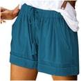 thumbnail image 1 of Fsgntruao Womens Plus Size Comfy Drawstring Casual Elastic Waist Pocket Loose Shorts Pants, 1 of 7