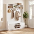 thumbnail image 4 of Costway 6-in-1 Hall Tree wirh Bench Storage Adjustable Shelves Hanging Hooks Shoe Cubbies White, 4 of 10