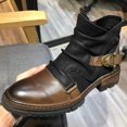 thumbnail image 1 of LSLJS Men's Ankle Boots, Men's Winter Belt Buckle Side Zipper Square Heel High Top Solid Color, 1 of 4