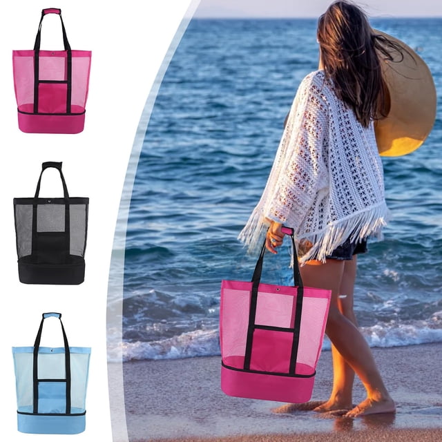 Bowayaoa Beach Bag with Wet and Dry Separation, Large Capacity Mesh Bag for Men Women, Lightweight Shoulder Travel Tote for Pool, Summer Beach Essentials