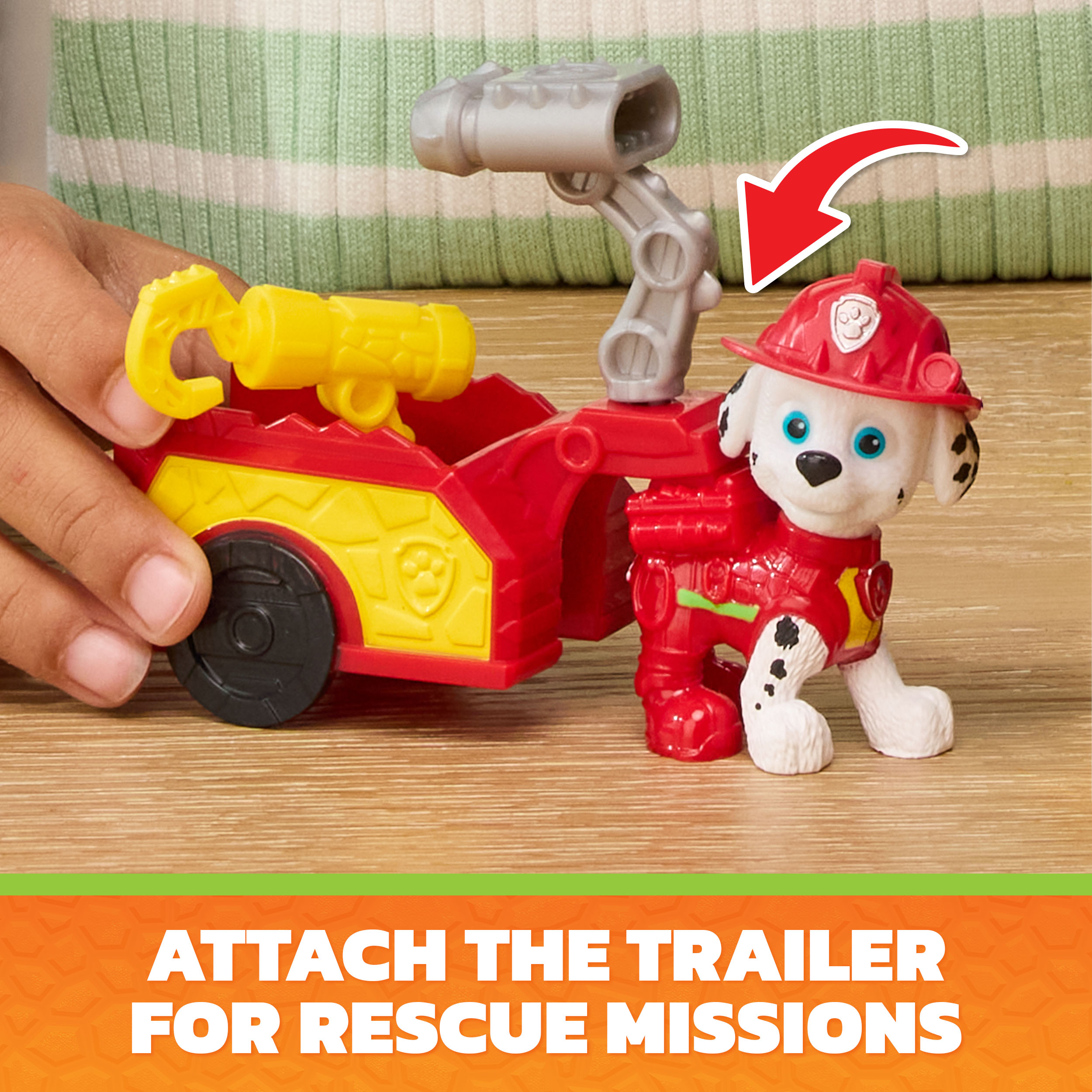 PAW Patrol: The Dino Movie, Marshall Dino Tool Pack, 2.5-Inch Action Figure with Attachable Rescue Trailer and 2 Interchangeable Tools, Preschool Toys for Boys and Girls Ages 3+
