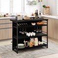 thumbnail image 4 of Gymax Îlot de Cuisine Industriel Bar Table Étagère de Rangement à 4 Niveaux Casier à Vin Porte-Verres, 4 of 10