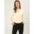 thumbnail image 3 of INSPIRE CHIC Women's Keyhole Stand Collar Pleated Back Button Blouse Tops, 3 of 6