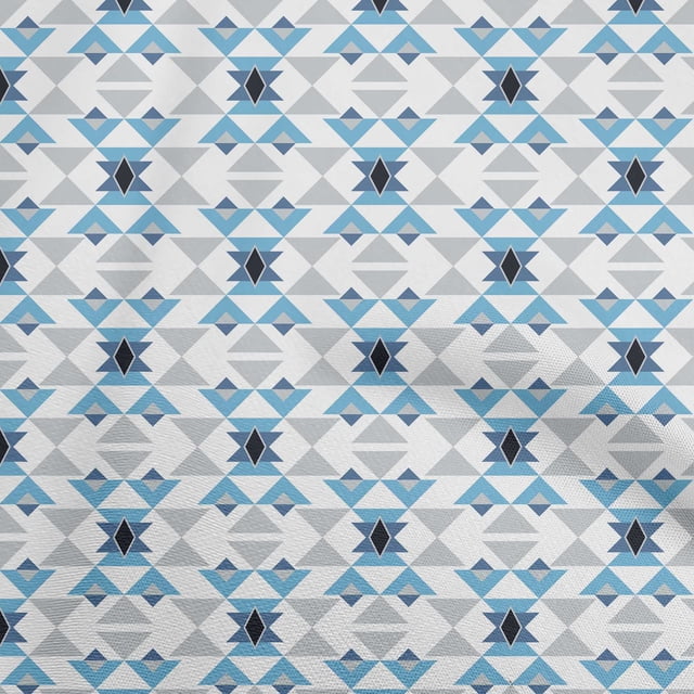 oneOone Rayon Light Blue Fabric Geometric Craft Projects Decor Fabric Printed By The Yard 56 Inch Wide
