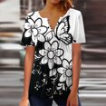 thumbnail image 2 of Pompotops Femmes Mode Décontractée Imprimé Col Rond Ample Manches Courtes T-shirt Haut Blouse Chandail Liquidation, 2 of 4
