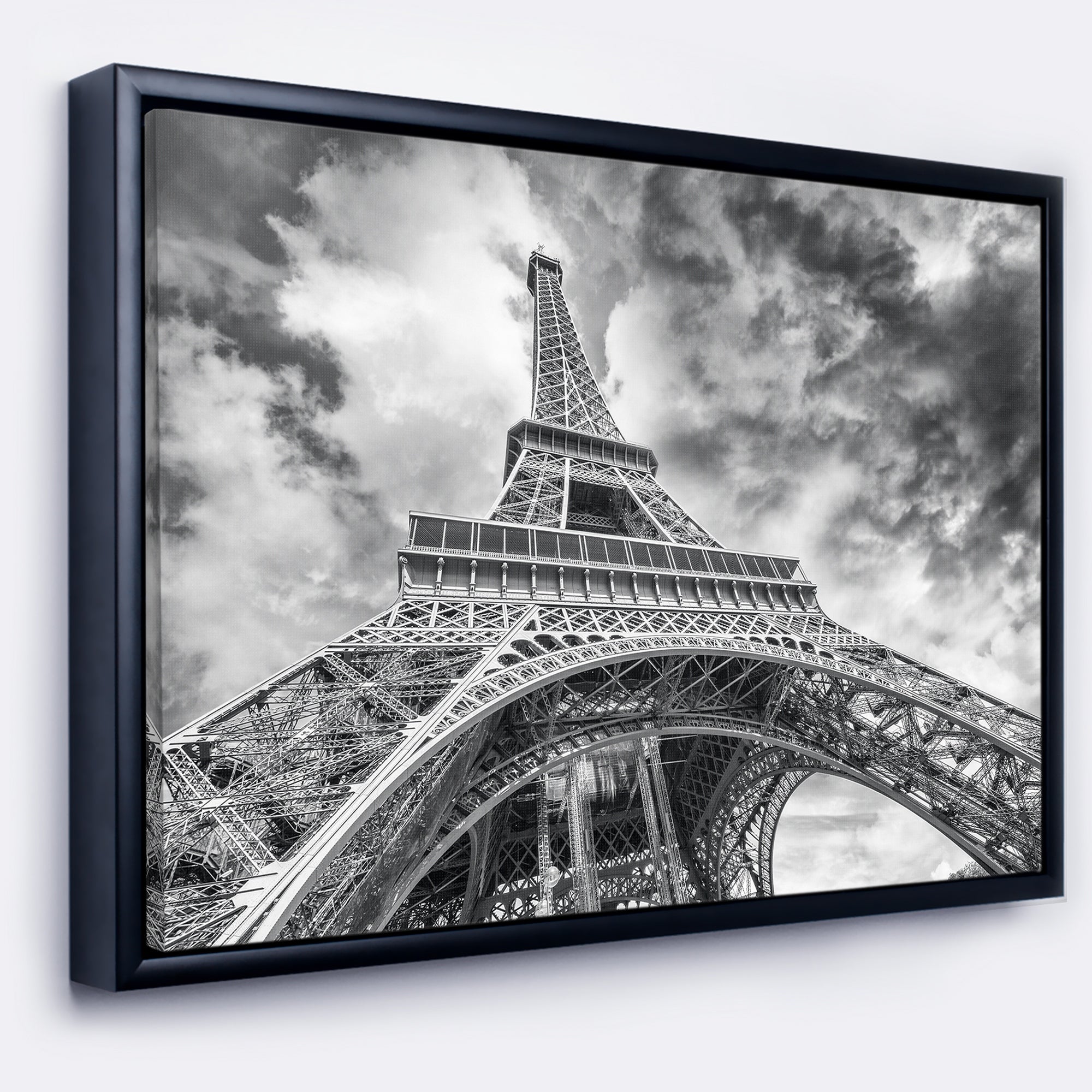 Design Art Black And White View of Paris Paris Eiffel Tower Framed Canvas Art Print