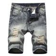 thumbnail image 2 of Meichang Mens Jean Shorts Big and Tall Ripped Distressed Denim Trunks Vintage Washed Denim Shorts Slim Fit Stretchy Straight Leg Jean Trunks, 2 of 9
