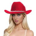 thumbnail image 1 of Men's And Women's Woolen Hats Western Cowboy Top Hat Three Of Rhinestones, 1 of 4