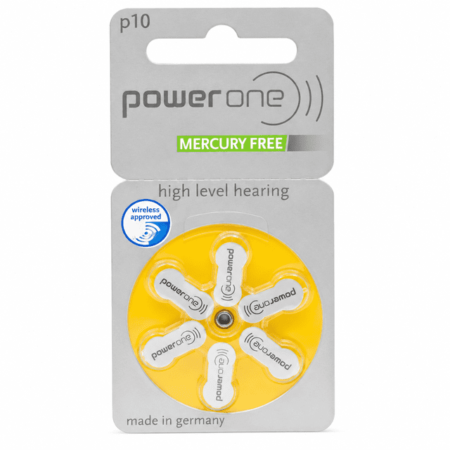PowerOne Piles pour Aide Auditive Taille 10, Pile à Air au Zinc Sans Mercure, 1,45 V, Patte Brune, Fabriqué en Allemagne, 90 Pcs