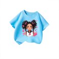 thumbnail image 3 of MEZZALL T-Shirt Graphique Mignon pour Fille, Col Rond, Manches Courtes, Tee d'Été Décontracté, T-Shirts Hauts, Bleu, 5-6 Ans, 3 of 5