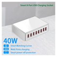 thumbnail image 2 of 40W 8Ports USB Charger Adapter HUB Charging Station Socket Phone Charger ,Universal Compatibility, 2 of 7