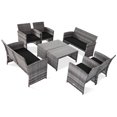 thumbnail image 1 of Patiojoy 8-Piece Outdoor Patio Furniture Set Rattan Wicker Conversation Sofa Set Black, 1 of 7