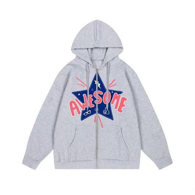 MesaSe Sweat à Capuche Zippé pour Femmes Mode Imprimé Étoile avec Poches