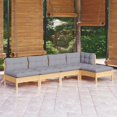 thumbnail image 1 of vidaXL 5 Piece Garden Lounge Set with Grey Cushions Pinewood, 1 of 1