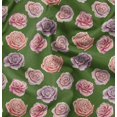 thumbnail image 1 of Soimoi Green Velvet Fabric Rose Floral Print Fabric by the Yard 58 Inch Wide, 1 of 6