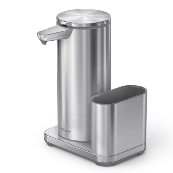 Simplehuman 14 oz. Pompe à Savon à Capteur Rechargeable Sans Contact pour la Vaisselle, Acier Inoxydable Brossé