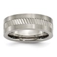 thumbnail image 1 of Titanium Sawtooth Design Flat Polished w/Brushed Edge 8mm Band Size 7, 1 of 3