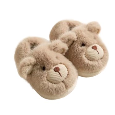 Toddler Slippers,Girls Winter Bear Slippers Soft Indoor Warm Home Shoes Comfortable Non-Slip Toddler,Kids Slippers,Beige,3-3.5 Years
