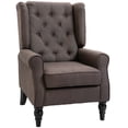thumbnail image 1 of HOMCOM Button-Tufted Accent Chair with Wing Back Rounded Arms Brown, 1 of 10
