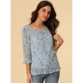 thumbnail image 3 of INSPIRE CHIC Blouse Fluide en Mousseline à Volants à Manches 3/4 à Imprimé Floral pour Femme, 3 of 5