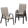 thumbnail image 4 of Memoryfield Patio Chairs Set of 4, Stackable Outdoor Dining Chairs with Textilene Fabric, for Backyard, Poolside, Garden, Balcony, Brown, 4 of 7