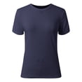 thumbnail image 4 of Hauts d'Été pour Femmes à Manches Courtes, Col Rond, Côtelés, Coupe Ajustée, Chandails Décontractés, T-Shirt, 4 of 5