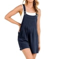 thumbnail image 1 of GDREDA Women's Short Overalls Summer Casual Adjustable Strap Loose Linen Short Bib Overalls Jumpsuit Rompers Turtle Neck Long Sleeves, 1 of 7