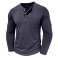 thumbnail image 4 of Yusimy Chandail Henley pour Homme à Manches Longues, Col Rond, Boutonné, Couleur Unie, avec Poche, Mode Décontractée, 4 of 6