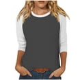thumbnail image 2 of UPPADA Chandails à Manches 3/4 pour Femmes Mode Tendance Hauts Décontractés Col Rond Chandail Ample Confortable Doux Blouses Grande Taille Coupe Ample T-Shirts Décontractés Vêtements au Coude Hauts à Manches 3/4 pour Femmes Aubaines, 2 of 7