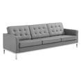 thumbnail image 3 of Modway Loft 3 Piece Upholstered Faux Leather Sofa Set in Silver and Gray, 3 of 9