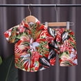 thumbnail image 2 of MIASHUI Toddler Boys Short Sets Tropical Print Button Down Shirt Outfits Boy Clothes,Red,2-3 Years, 2 of 3