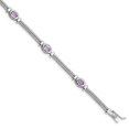 thumbnail image 1 of 925 Sterling Silver Textured Polished Box Catch Closure Amethyst Bracelet 7 Inch Box Clasp Measures 7mm Wide Jewelry Gif, 1 of 4