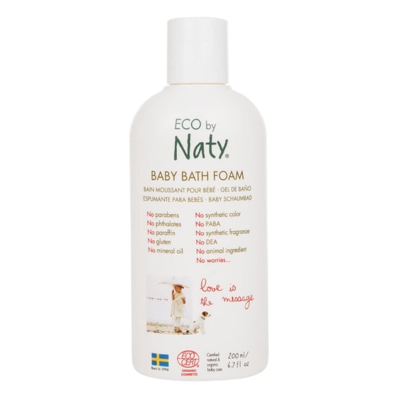 Eco by Naty Ecocert Certified Gentle Baby Bath Foam for Sensitive Skin with Organic & Natural Ingredients - Free from Nasty Chemicals, . Ounce (Tear Free Bubble Bath)