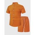 thumbnail image 3 of TIMIFIS Men's Cotton Linen Sets Short Sleeve Pleats Suits 2 Piece Button Shirt and Shorts Beach OutfitsFall, 3 of 8