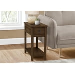 Monarch Specialties Accent Table, End, Side Table, Nightstand, Bedroom, Narrow, Storage Drawer, Brown Veneer, Transitional