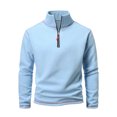 thumbnail image 1 of Ediodpoh Chandail à Col Roulé pour Hommes Chaud à Capuche Automne et Hiver Double avec Couleur Manteau à Fermeture Éclair Chandails pour Hommes Bleu TTG, 1 of 5