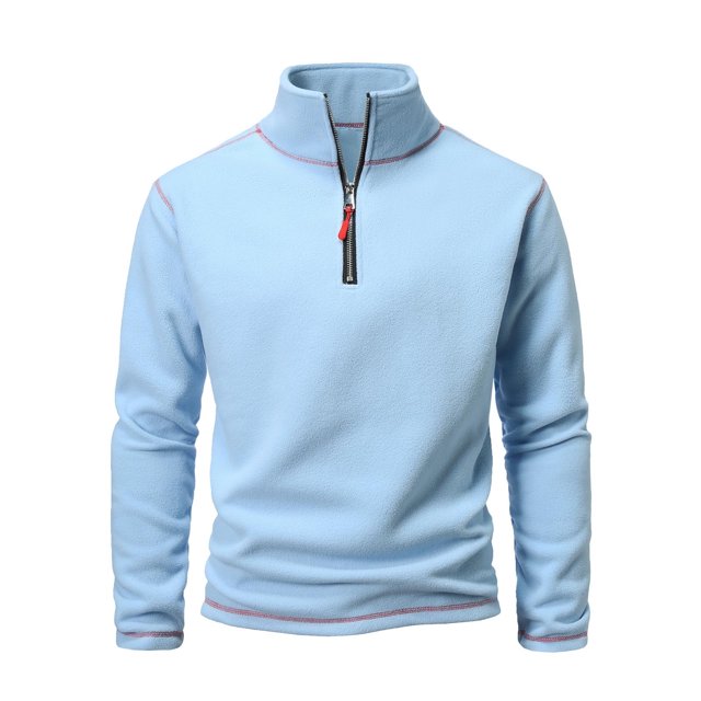 Ediodpoh Chandail à Col Roulé pour Hommes Chaud à Capuche Automne et Hiver Double avec Couleur Manteau à Fermeture Éclair Chandails pour Hommes Bleu TTG