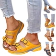 thumbnail image 5 of Kcodviy Women Summer Solid Color Comfy Sandals for Women Buckle Strap Casual Open Sparkly Sandals for Women Toe Wedges Soft Bottom Sandals with Rhinestones for Women Breathable Slippers Shoes Sandal, 5 of 5