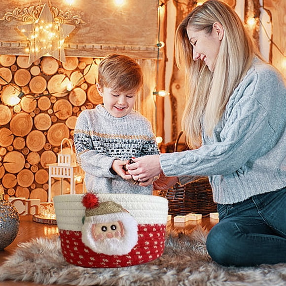 Wzzjkit Rope Woven Basket with Handles for Shelf Toy Book Cloth Storage Basket for Organizing Storage Bin for Living Room Newborn or Infant Present for Boy Girl