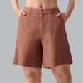 thumbnail image 1 of Ovticza Bermudas pour Femmes Séchage Rapide Légers Shorts en Lin Golf Randonnée Voyage Shorts Camel 2TG, 1 of 5