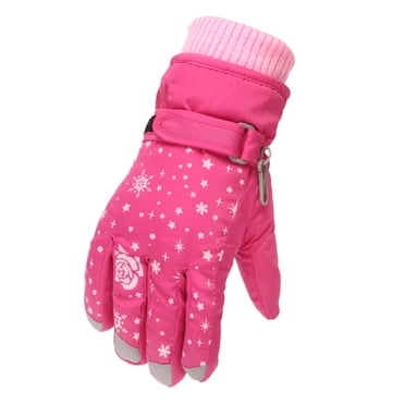 jovati Toddler Girls Boys Snow Gloves Kids Ski Winter Gloves Rose Embroidery Windproof Children Warm Gloves