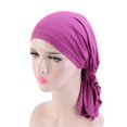 thumbnail image 2 of Fashion Women Reversible Adjustable Beading Braid Hat Muslim Ruffle Cancer Wrap Cap Sleep Caps Satin Lined Hair Bonnets, 2 of 4