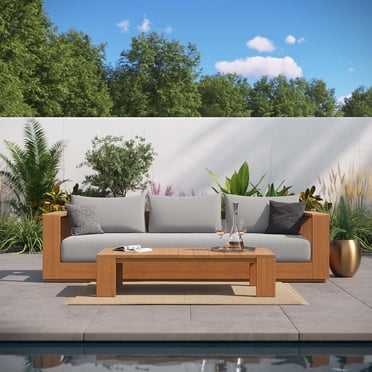 Modway Tahoe 2 Table Set Patio Furniture, Light Gray