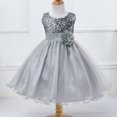 thumbnail image 2 of B91xZ Robe Décontractée pour Filles Robe de Fête Décontractée Imprimée Robe Tournoyante pour Enfants, Gris 9-10 Ans, 2 of 4