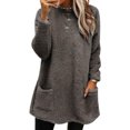 thumbnail image 1 of LUXUR Women Fuzzy Fleece T Shirt Loose Work Tops Dark Gray S, 1 of 2